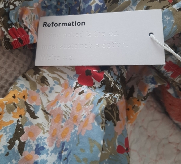 NWT💐REFORMATION💐CUTE Multicolor COTTON Floral Off-Shoulder Mini Dress Sz M - Picture 13 of 13